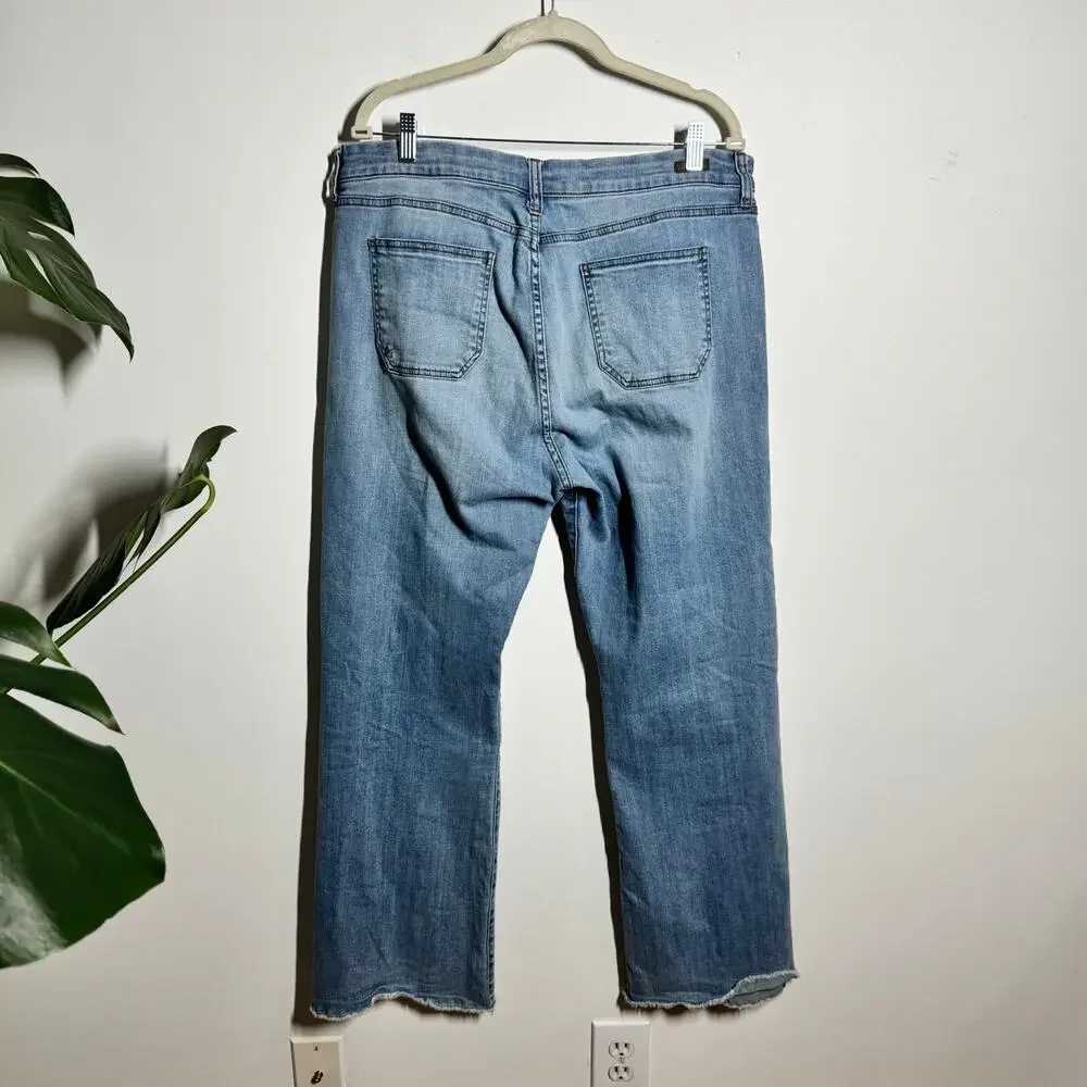 Kut From The Kloth Wide Leg Raw Hem Denim‎ Jean Women Blue Minimal Modest Boho